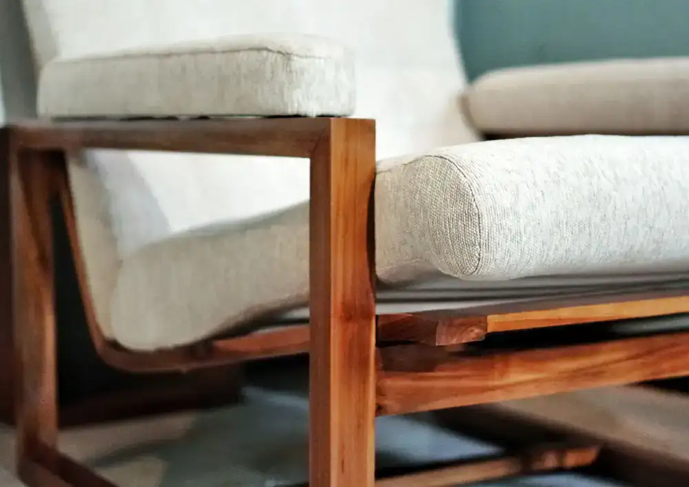Contemporary chair receiving new modern textile covering
